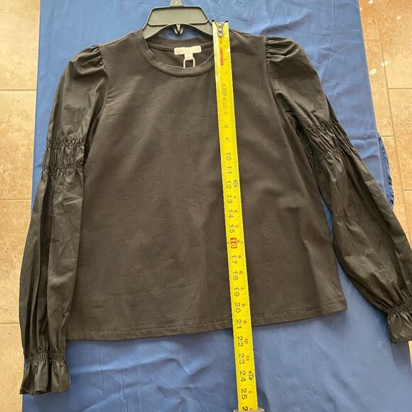 GB GIANNI BINI Women's Size Small YXL Ruffle Sleeves Top Bohemian Black - Picture 4 of 6